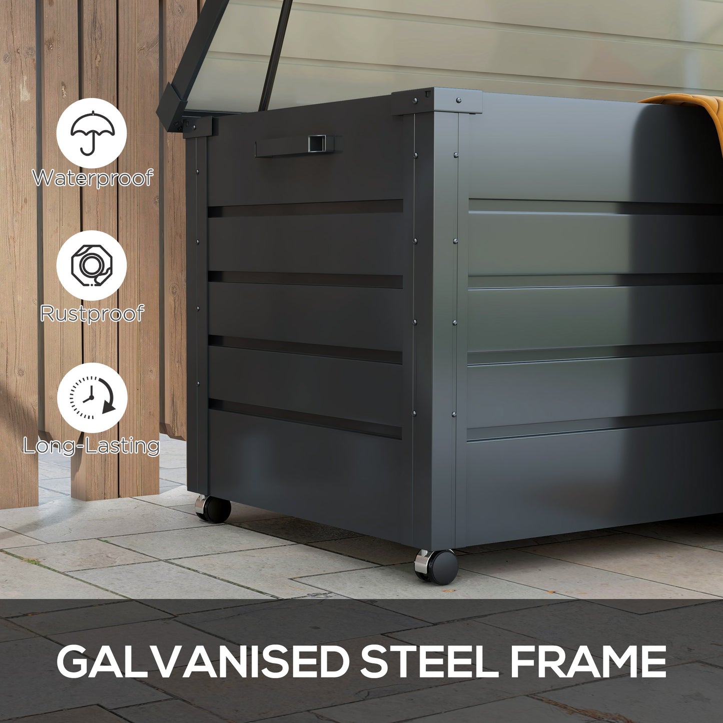 311L Galvanised Steel Garden Storage Box, with Lock