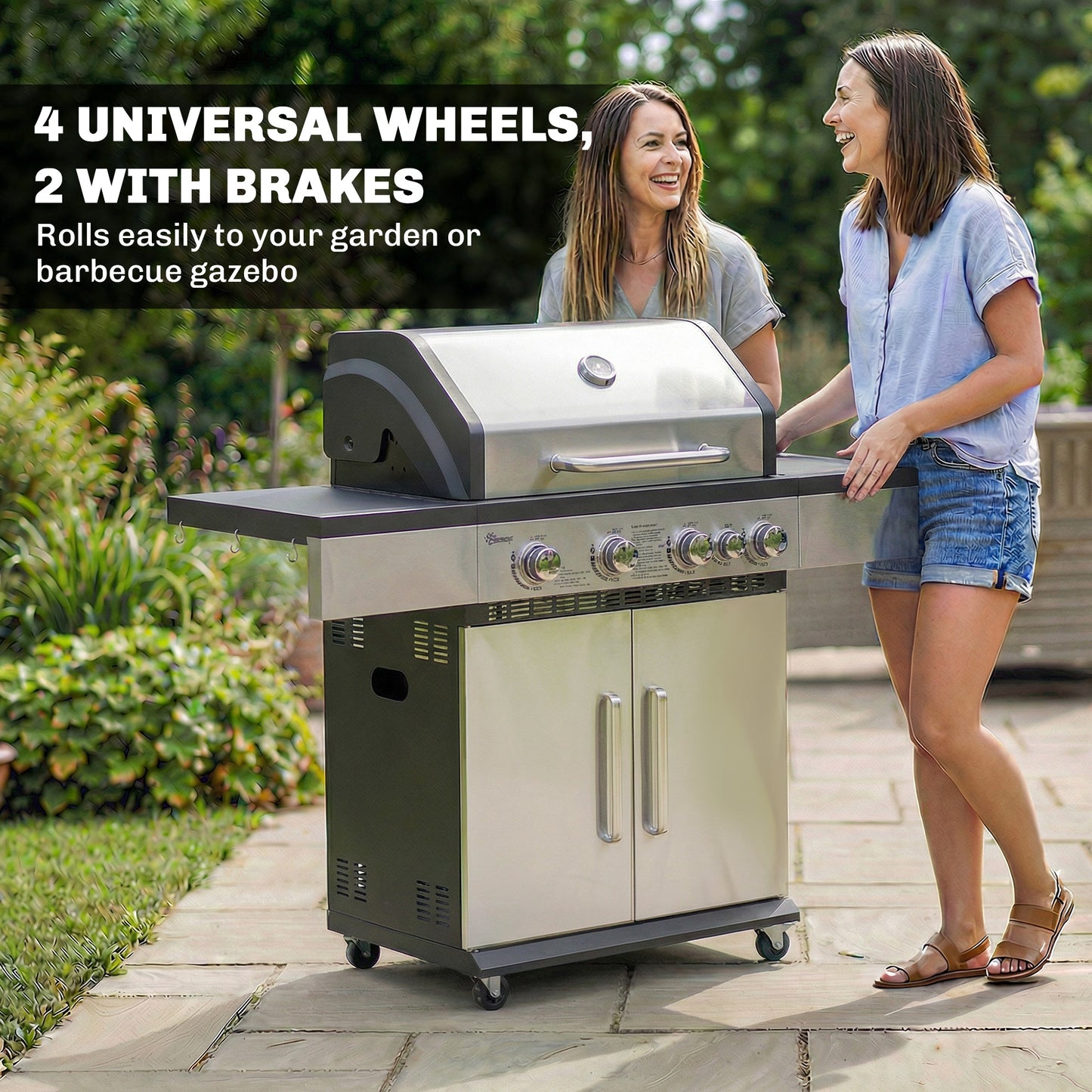 4+1 Burner Gas BBQ Grill, Portable Gas Barbecue Grill (1)