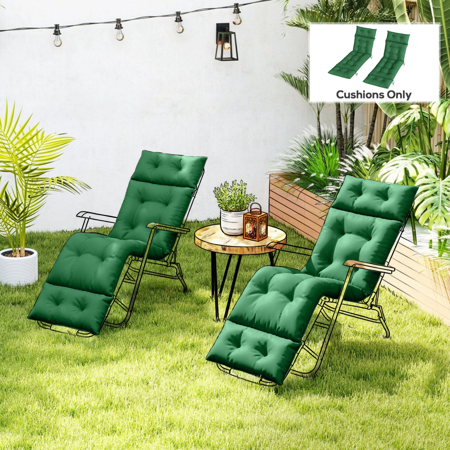 Set of Two 190 x 56cm Sun Lounger Cushions