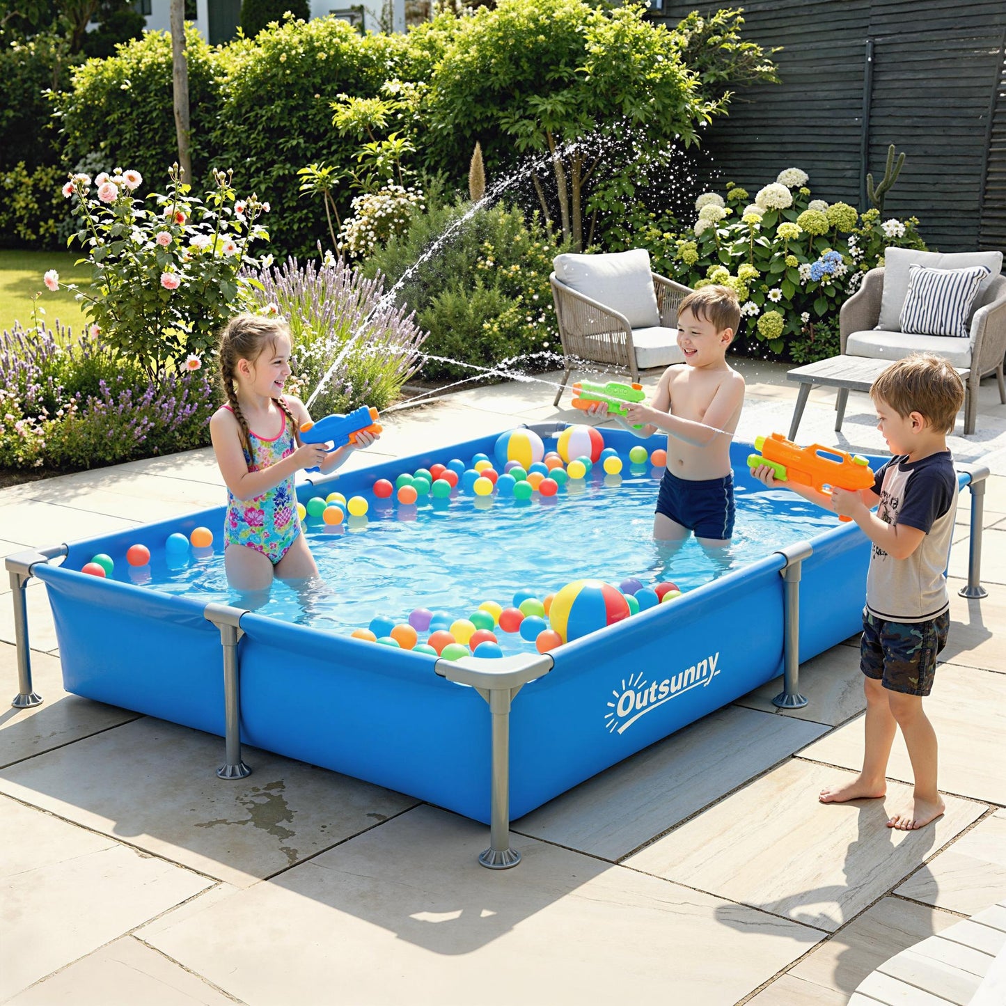 Metal Frame Swimming Pool, Rectangular Above Ground Frame Pool