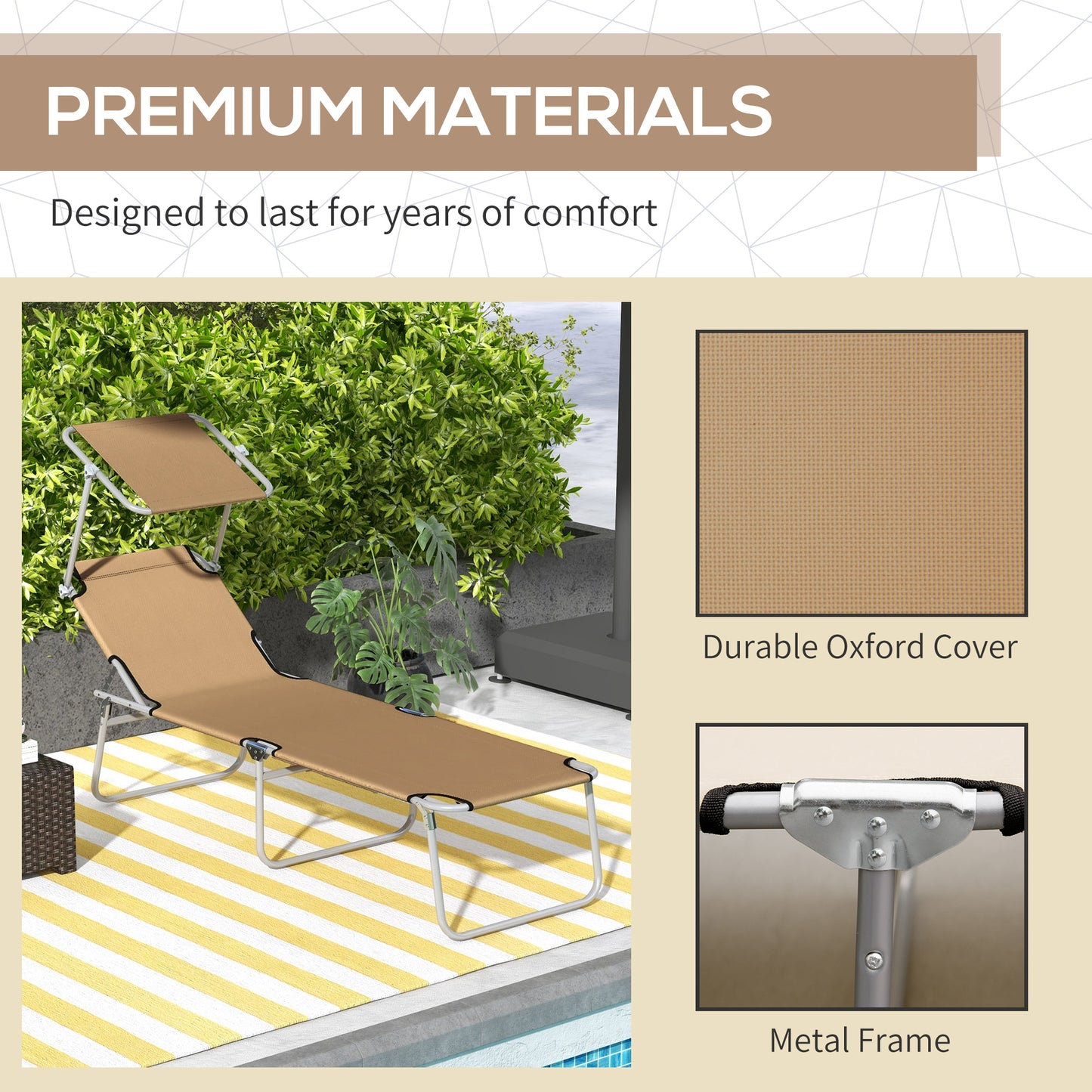 Sun Lounger, with Adjustable Face Canopy