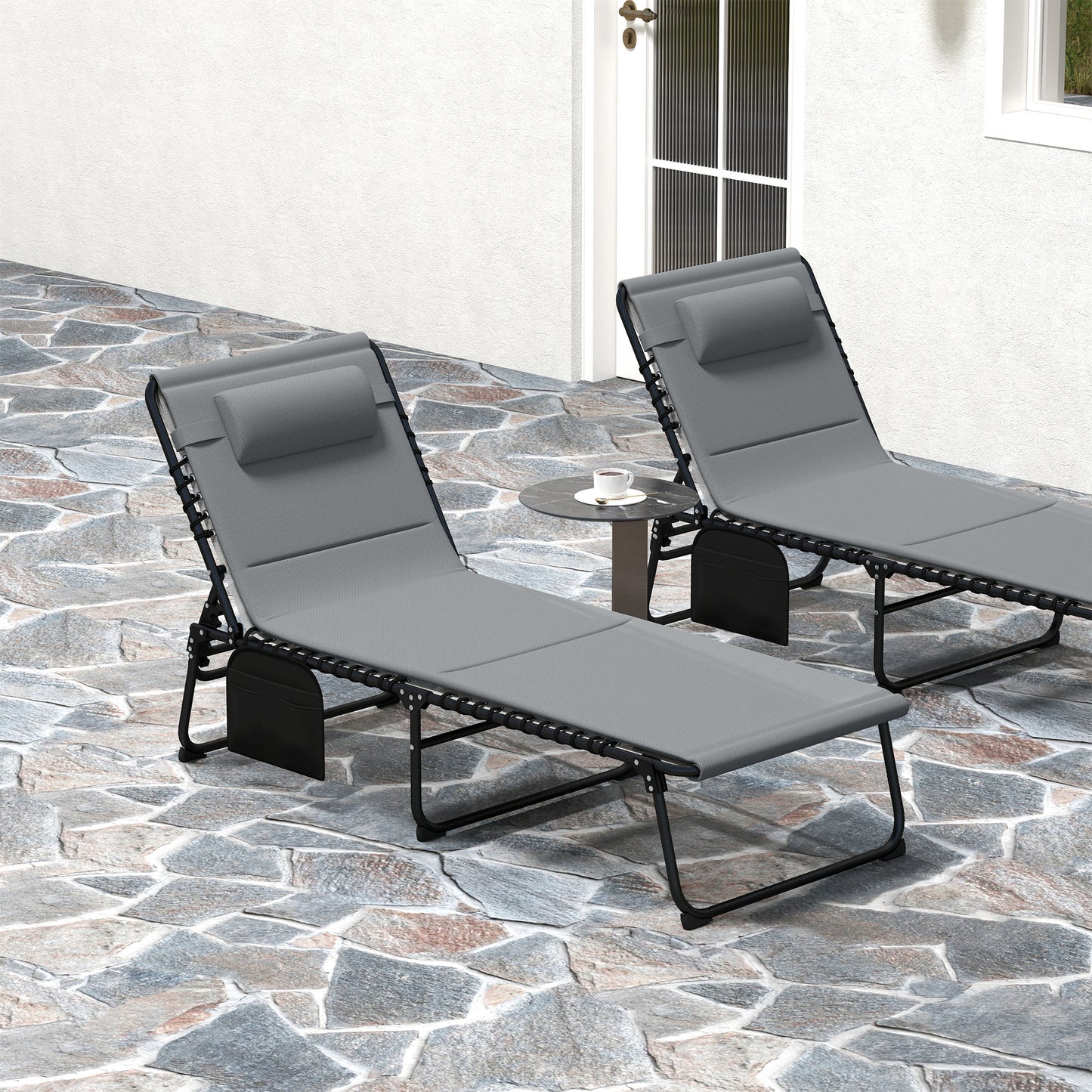 Set of Two Reclining Sun Loungers (4)