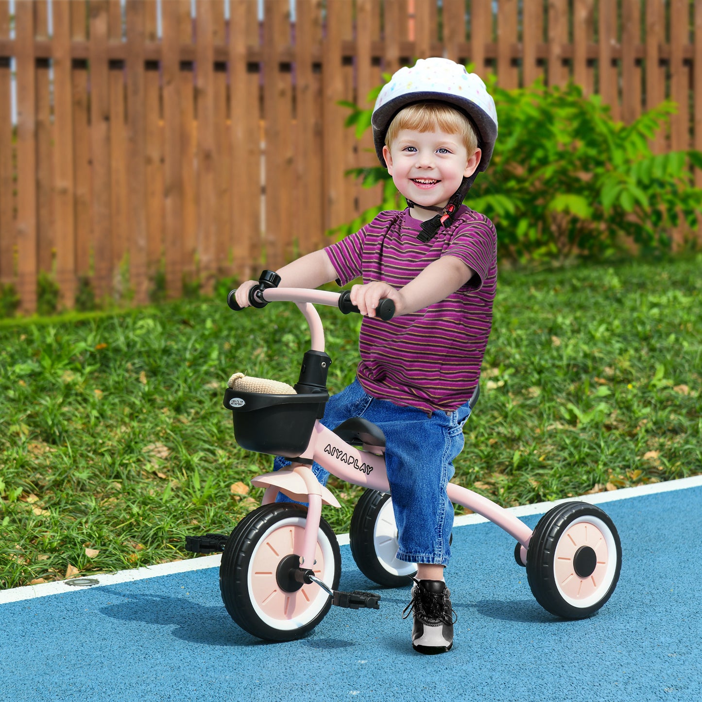 Kids Trike, Tricycle, with Adjustable Seat, Basket, Bell