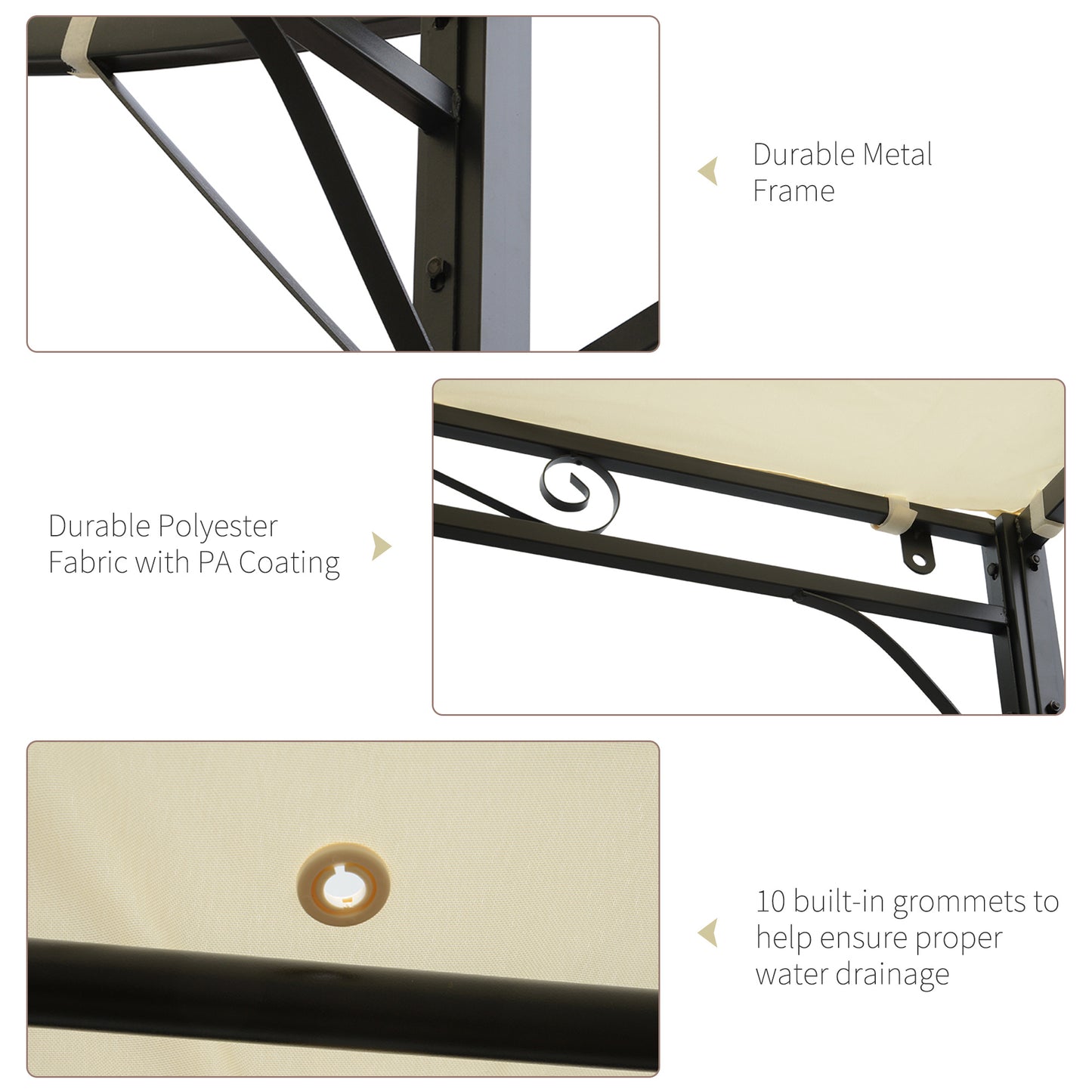 3 x 2.5m Patio Metal Gazebo Door Window Awning Wall Mount Canopy