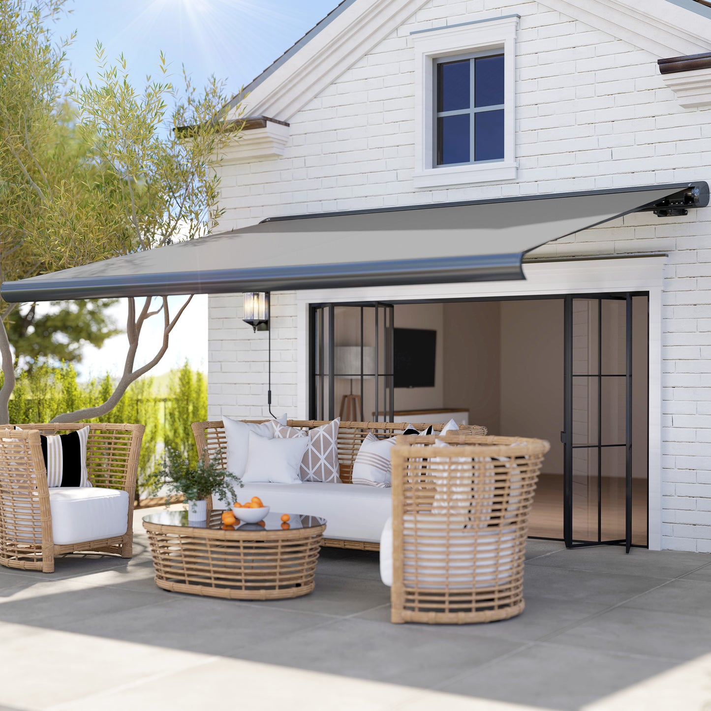 3.5 x 3 m Electric Awning, Aluminium Frame DIY Retractable Awning