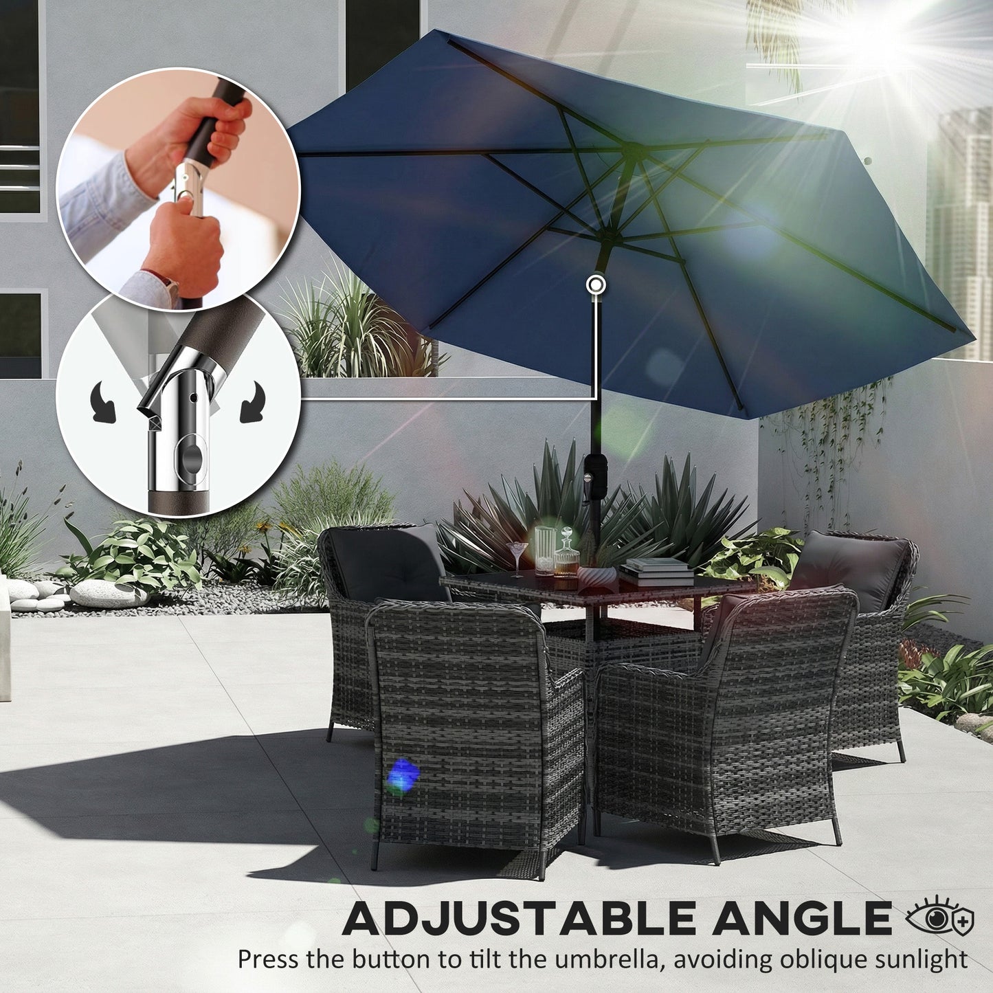 2.6 m Garden Parasol Umbrella with Aluminium Pole (8)