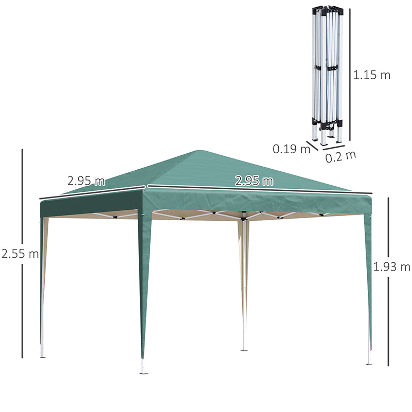 3 x 3M Garden Pop Up Gazebo Height Adjustable Marquee Party Tent
