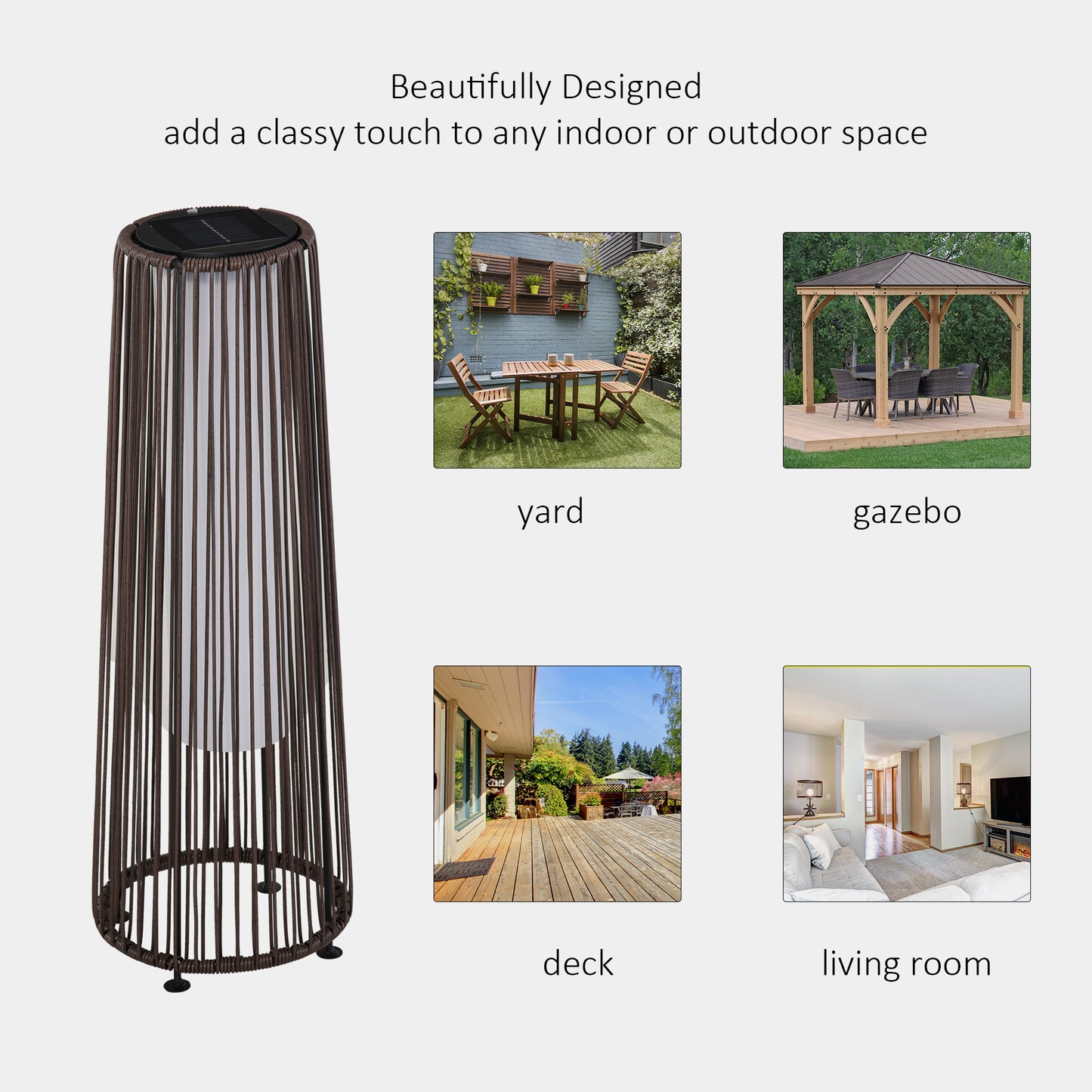 Patio Garden PE Rattan Solar Lights Woven Resin Wicker Lantern Auto