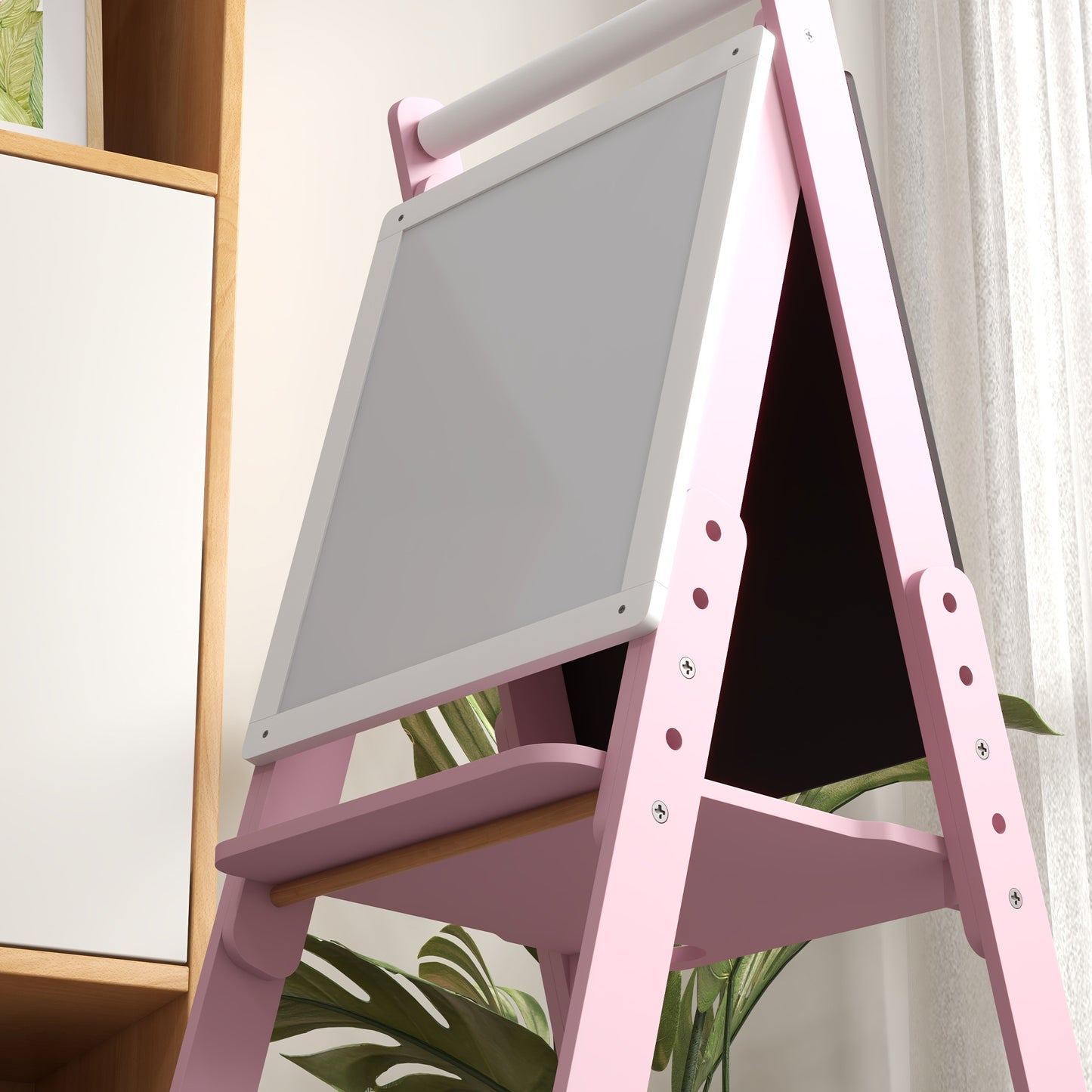 Three-In-One Easel for Kids, with Paper Roll, Adjustable Height
