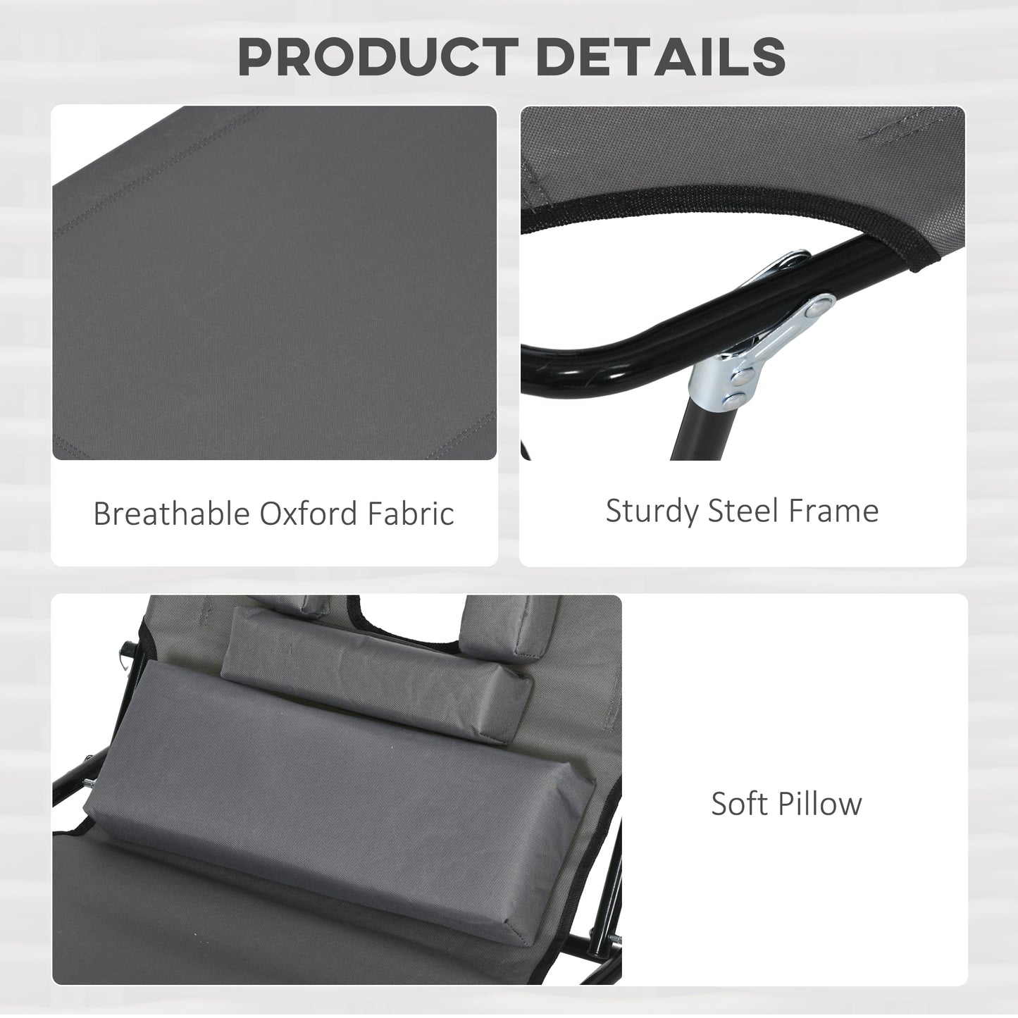 Folding Sun Loungers Set of 2 with Face Hole
