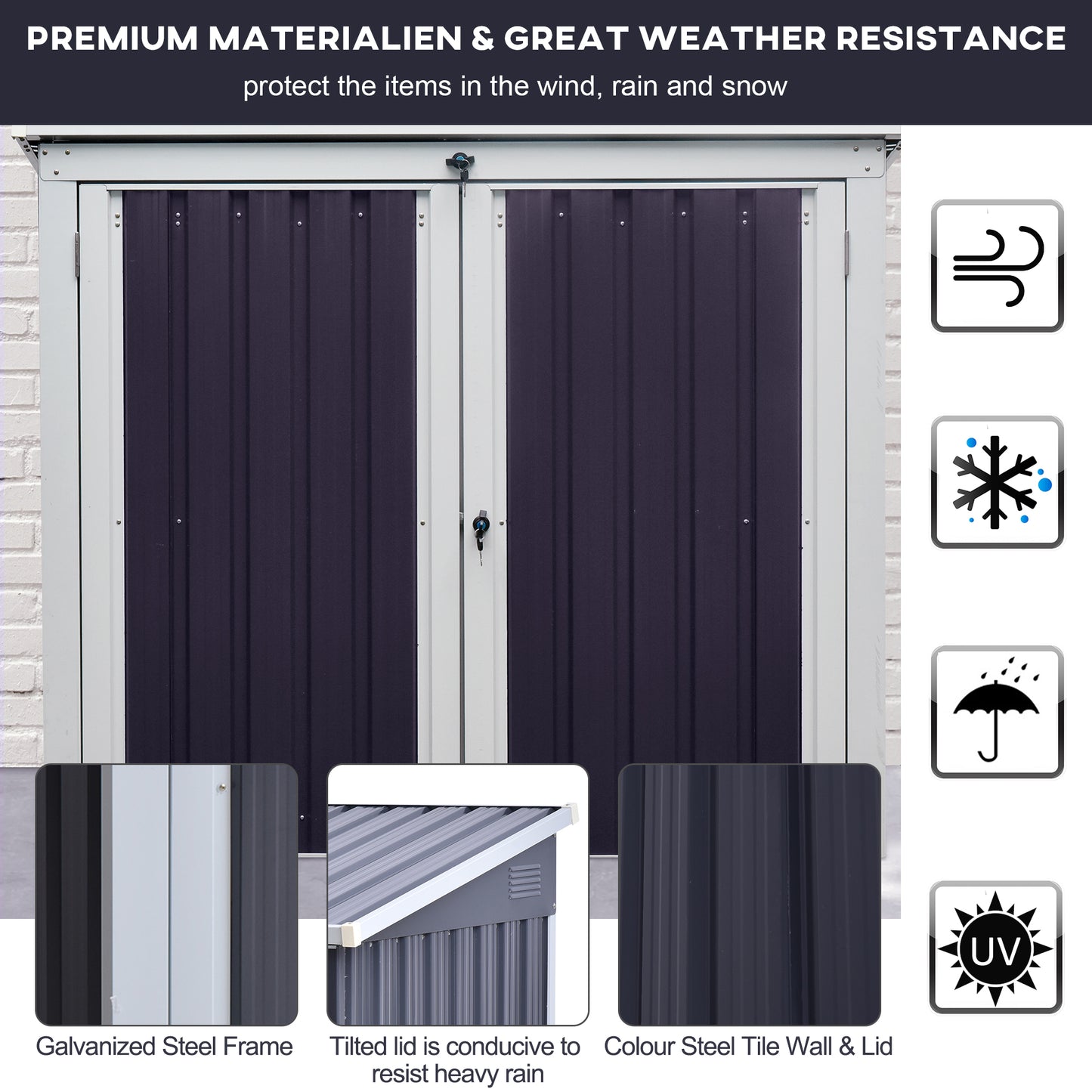 3.2 x 5.1ft Corrugated Steel Two-Bin Storage Shelter