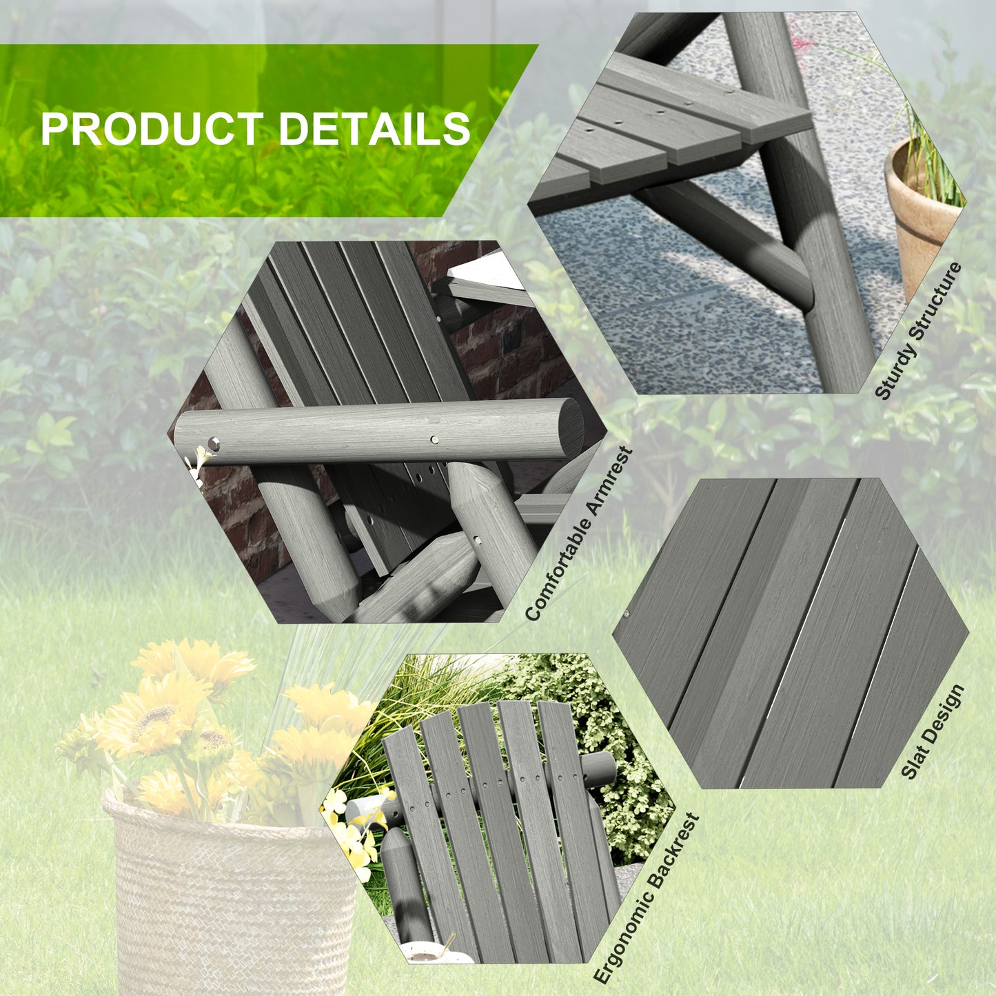 Wood Patio Chair Bench 2 Seats w/ Centre Coffee Table, Garden Bench