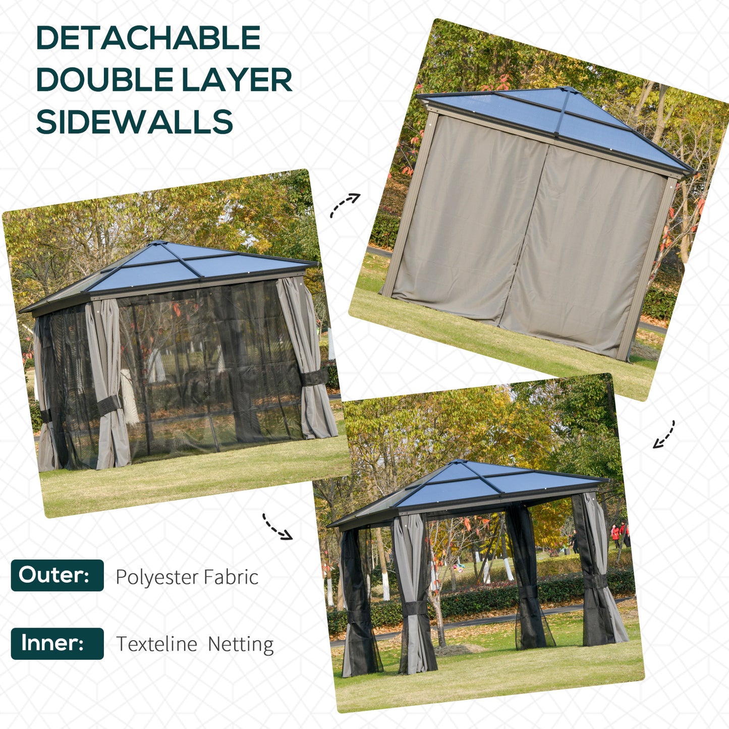 3 x 3(m) Hardtop Gazebo Canopy with Polycarbonate Roof (1)