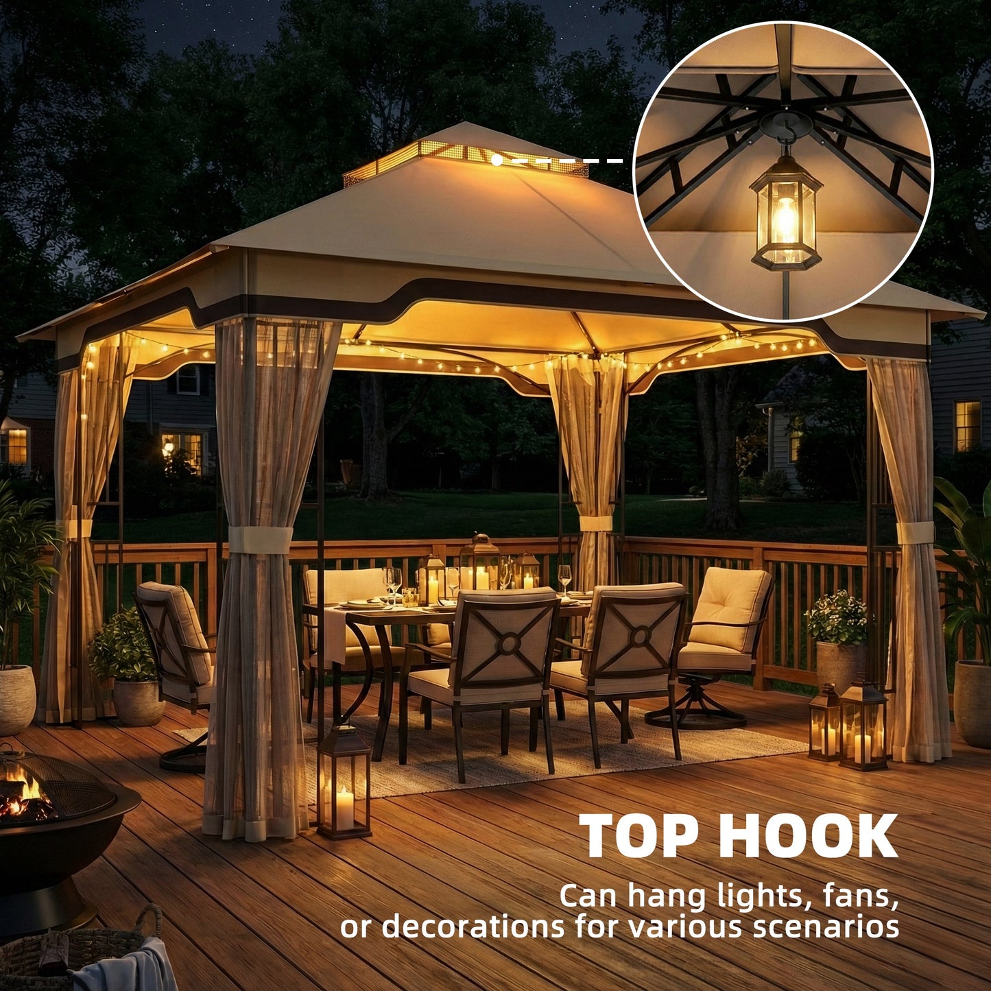 3.3 x 3.3 m Outdoor Garden Gazebo with Post Shelves