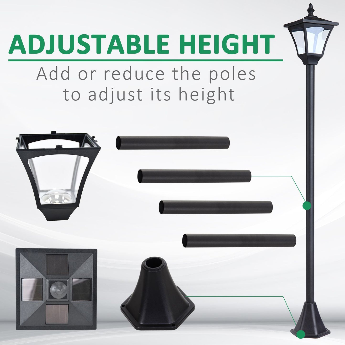 Set of 2 Outdoor Garden Solar Post Lamp Sensor Dimmable LED Lantern