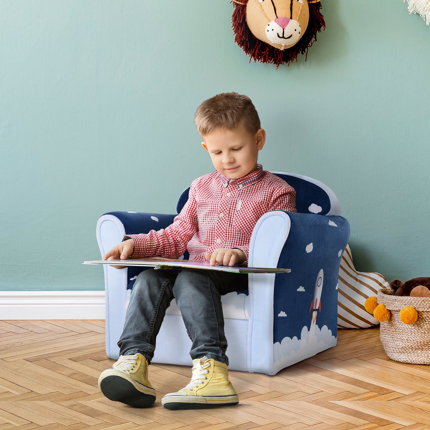 Children Chair Armchair Single Sofa, 50 x 39 x 44cm, for 18M+