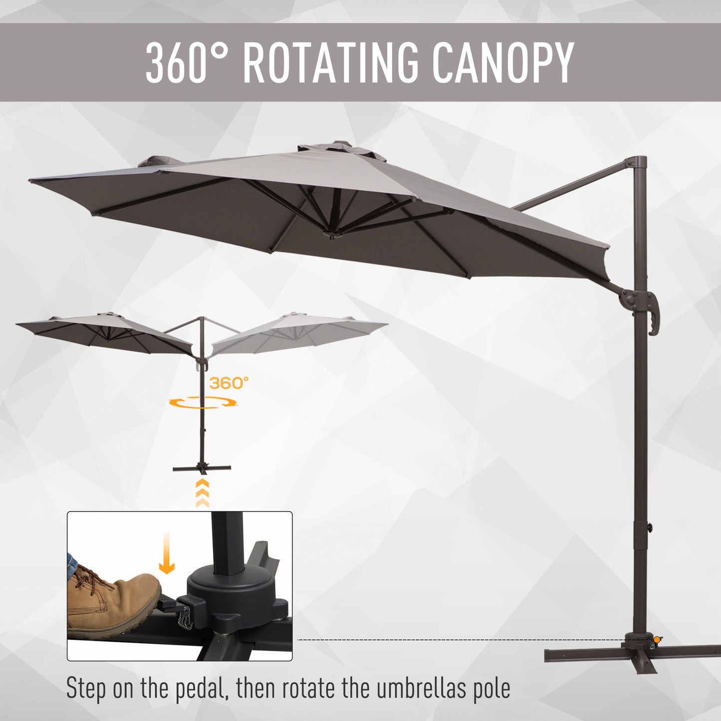 3m Cantilever Aluminium Frame Outdoor Garden Parasol