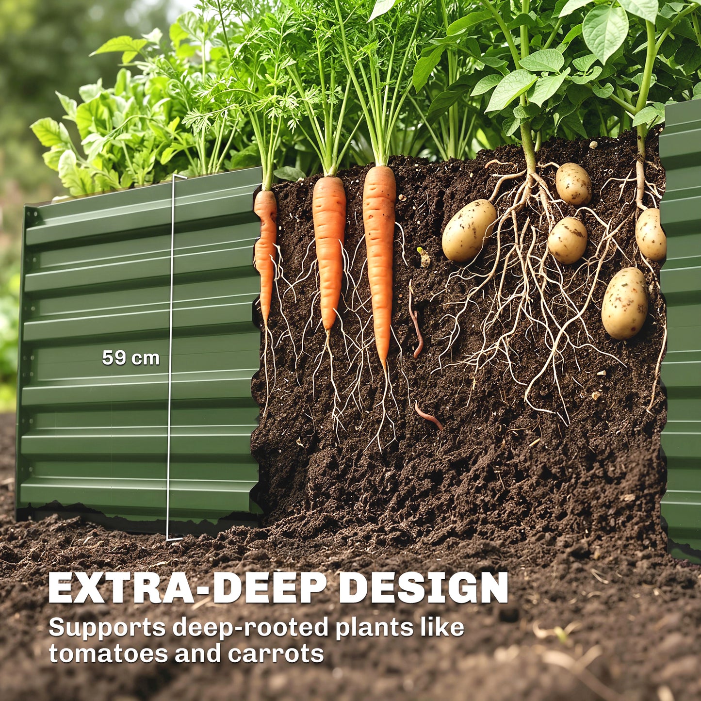Raised Beds for Garden, Galvanised Steel Outdoor Planters (3)