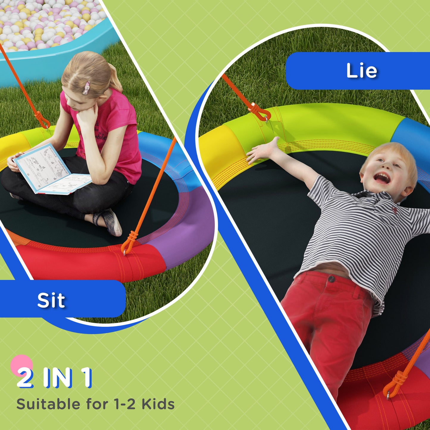 Metal Kids Swing Set Nest Swing Seat with A-Frame Structure