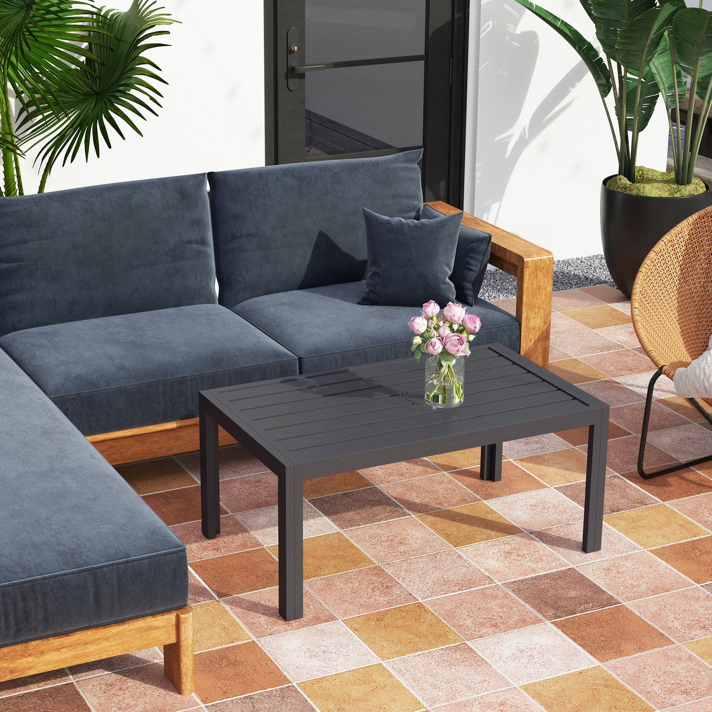Outdoor Side Table, Rectangular Patio Coffee Side Table