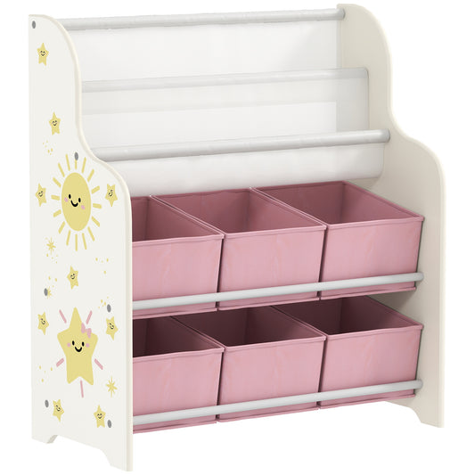 Kids Storage Unit, Toy Organiser with 6 Fabric Drawers