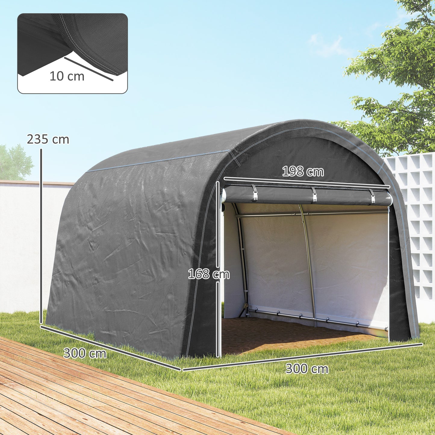 3 x 3(m) Garden Storage Tent, Heavy Duty Outdoor Shed