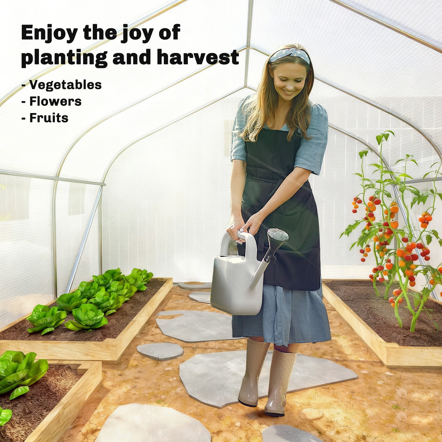 3.5 x 3 x 2m, Walk-In Polytunnel Greenhouse Warm House Garden