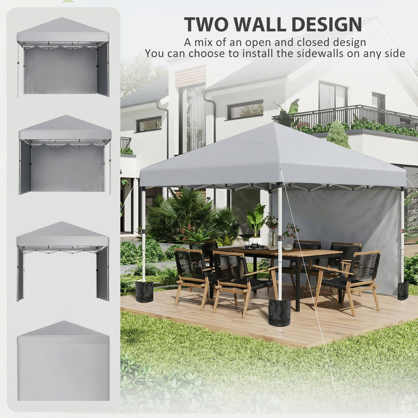 3 x 3 m Pop Up Gazebo, UPF 30+ Party Tent with 2 Sidewalls
