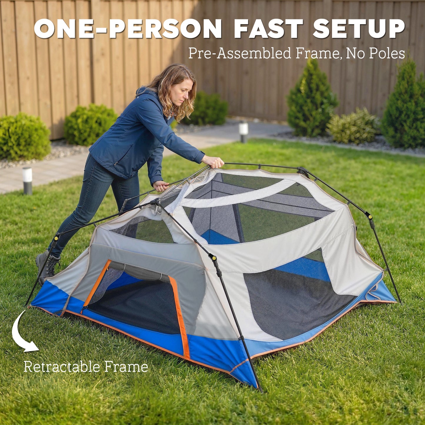 Cabin Tent Easy Setup 3000mm Waterproof Camping Tent 4 Person