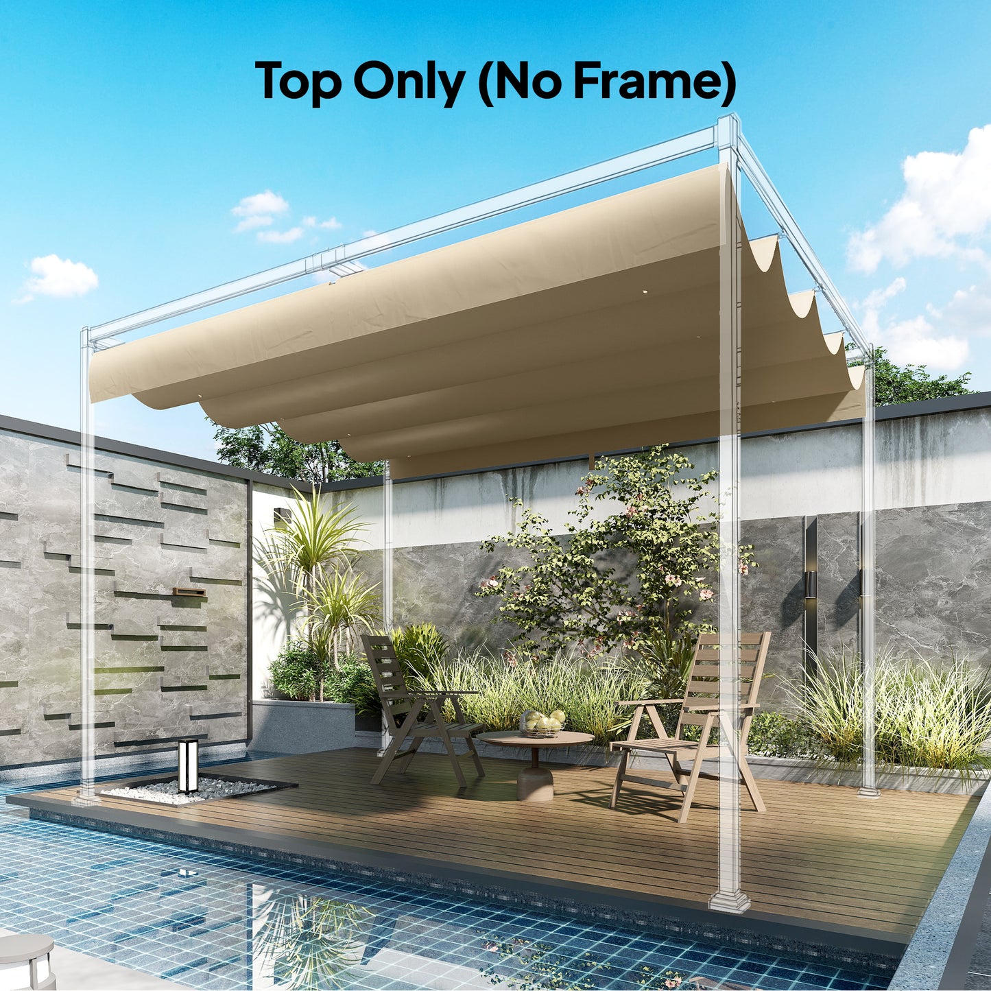Retractable Pergola Canopy Only, 3.92 x 3.5 m