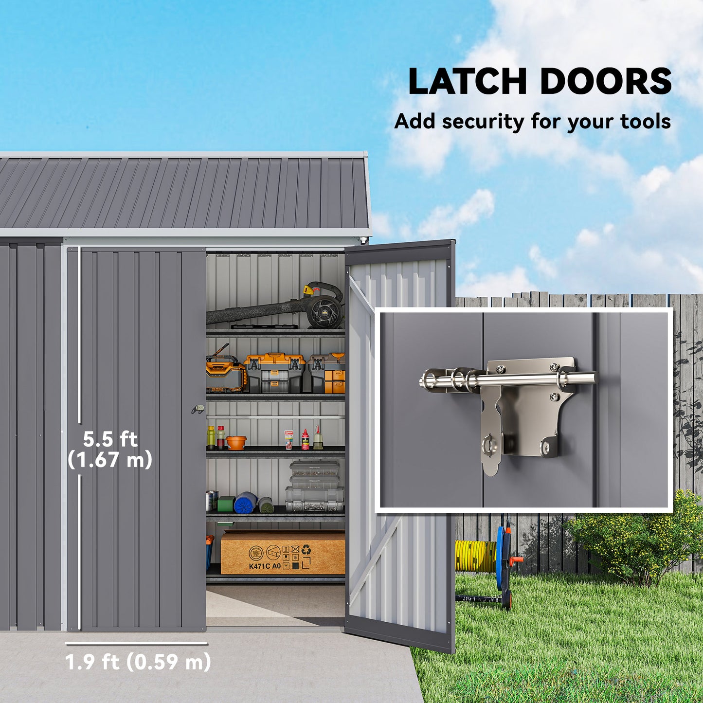 8 x 6 ft Galvanised Garden Shed