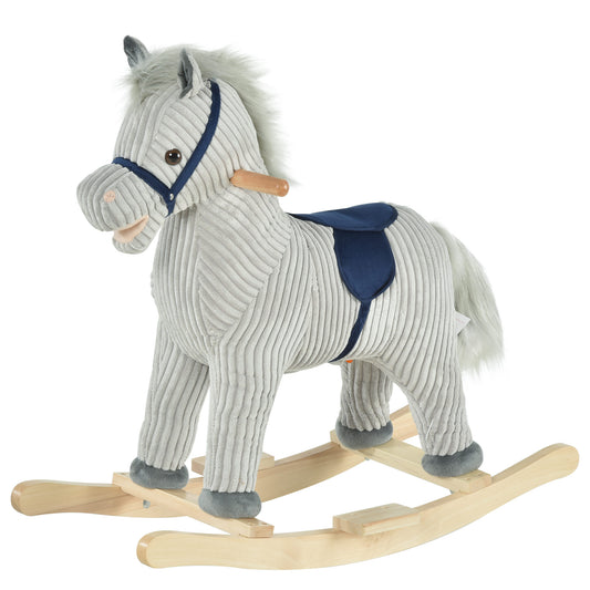 Kids Plush Rocking Horse w/ Sound Children Rocker Ride On Toy Gift