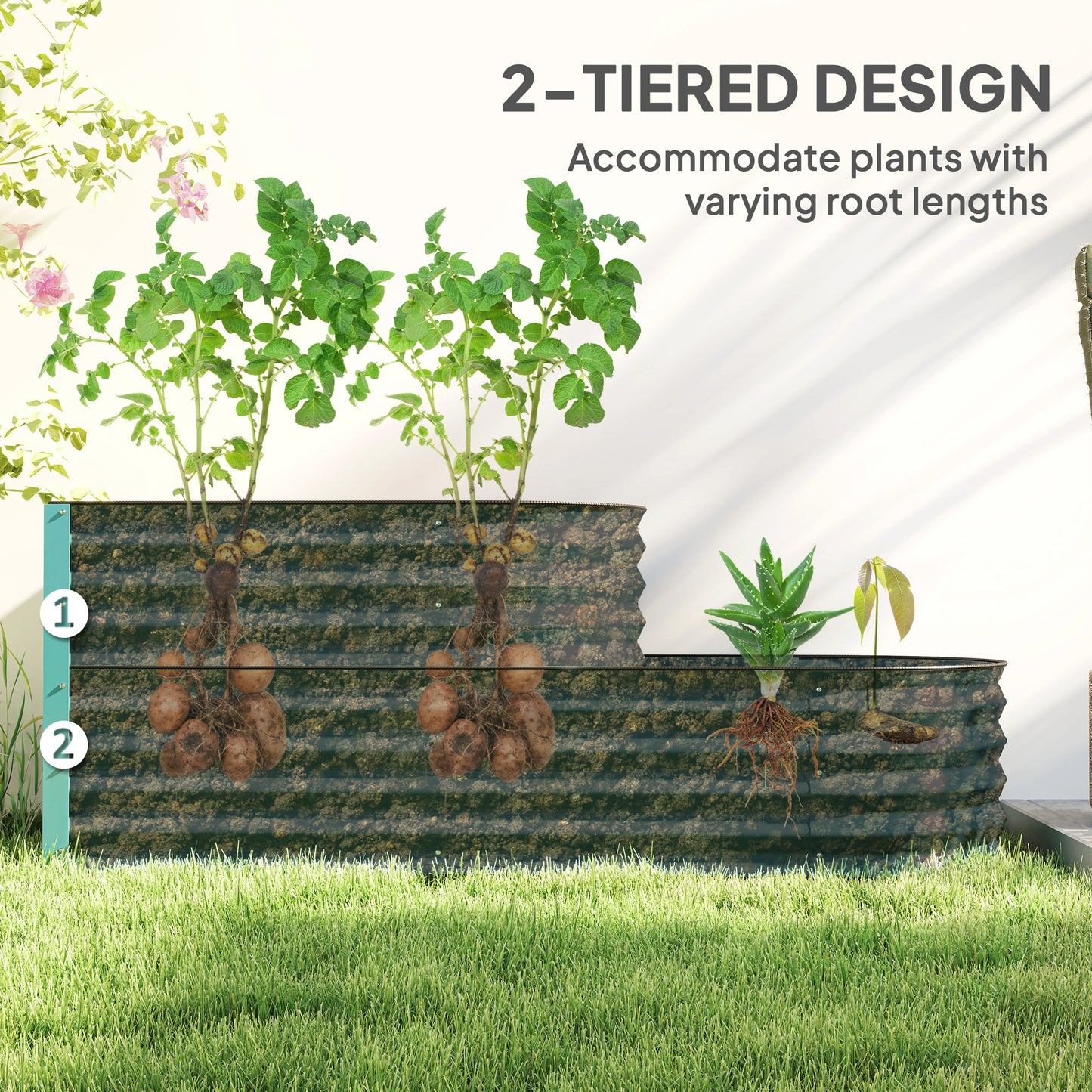 Two-Tier Galvanised Steel Garden Planter