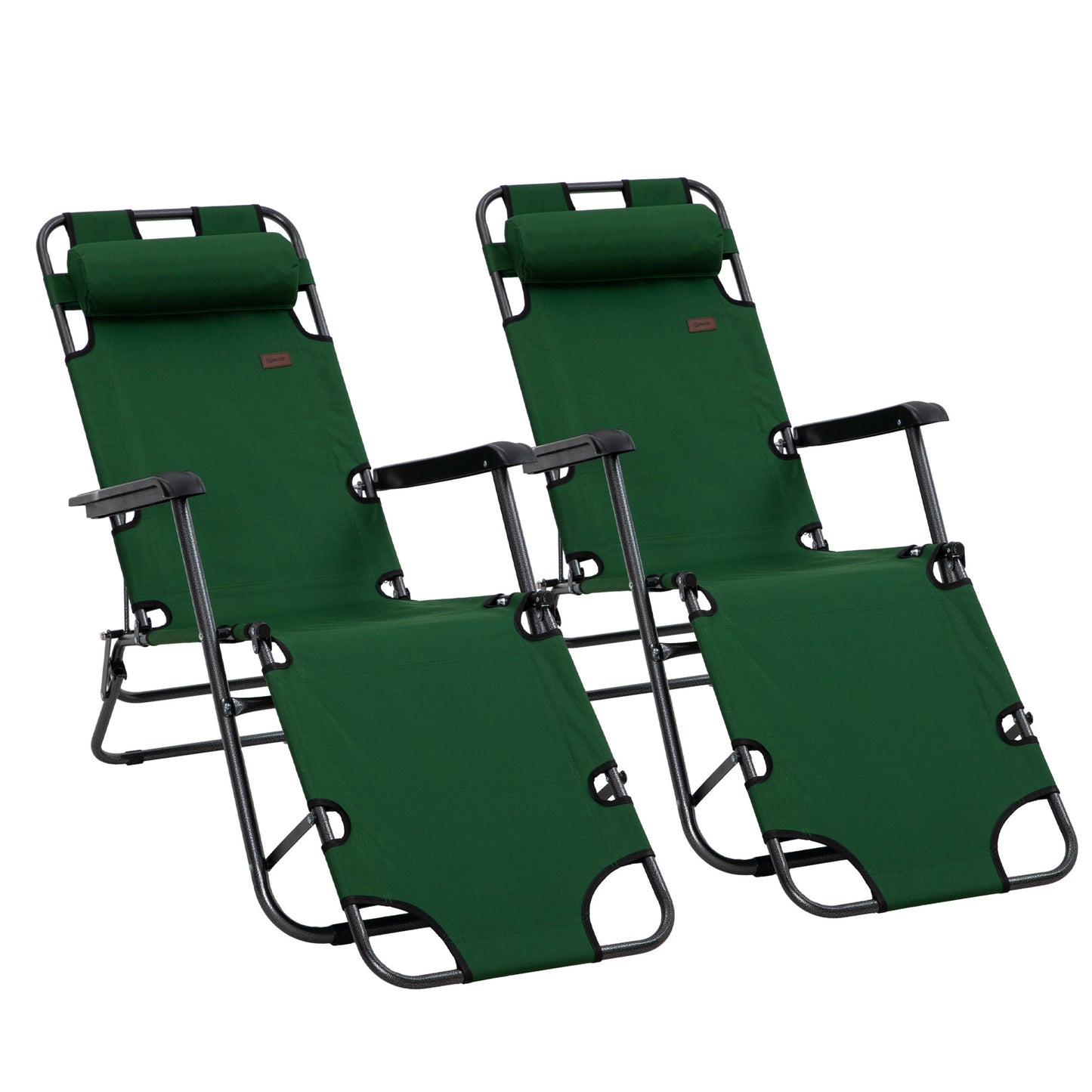 2 Pack 2 in 1 Sun Lounger Folding Reclining Chairs Garden Outdoor