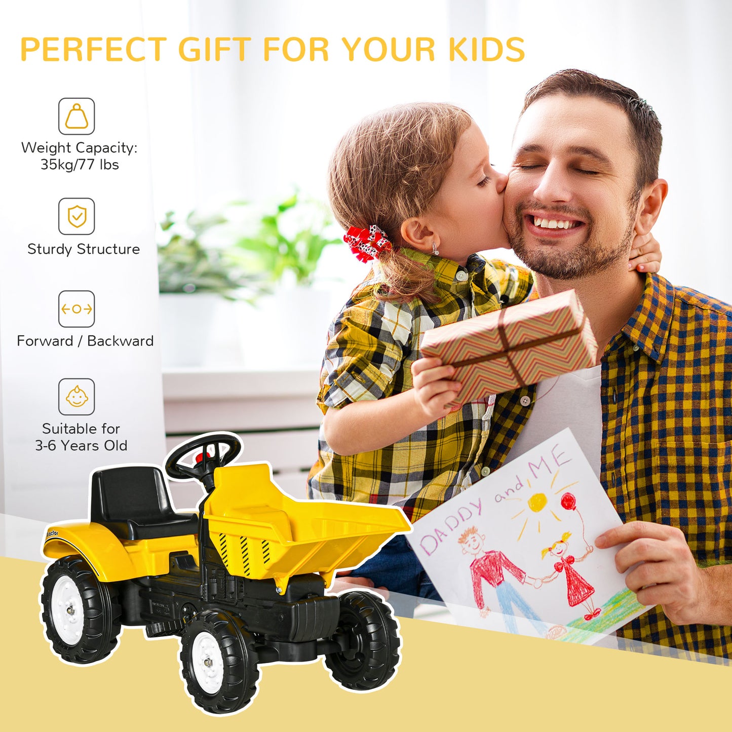 Kids Ride on Tractor No Power Pedal Go Kart