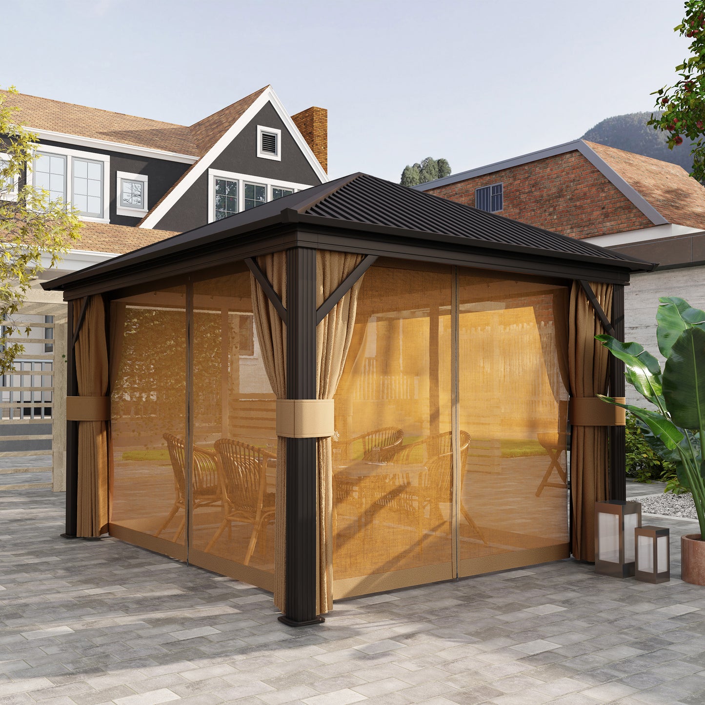 3.6 x 3 m Aluminium Hardtop Gazebo, with Accessories