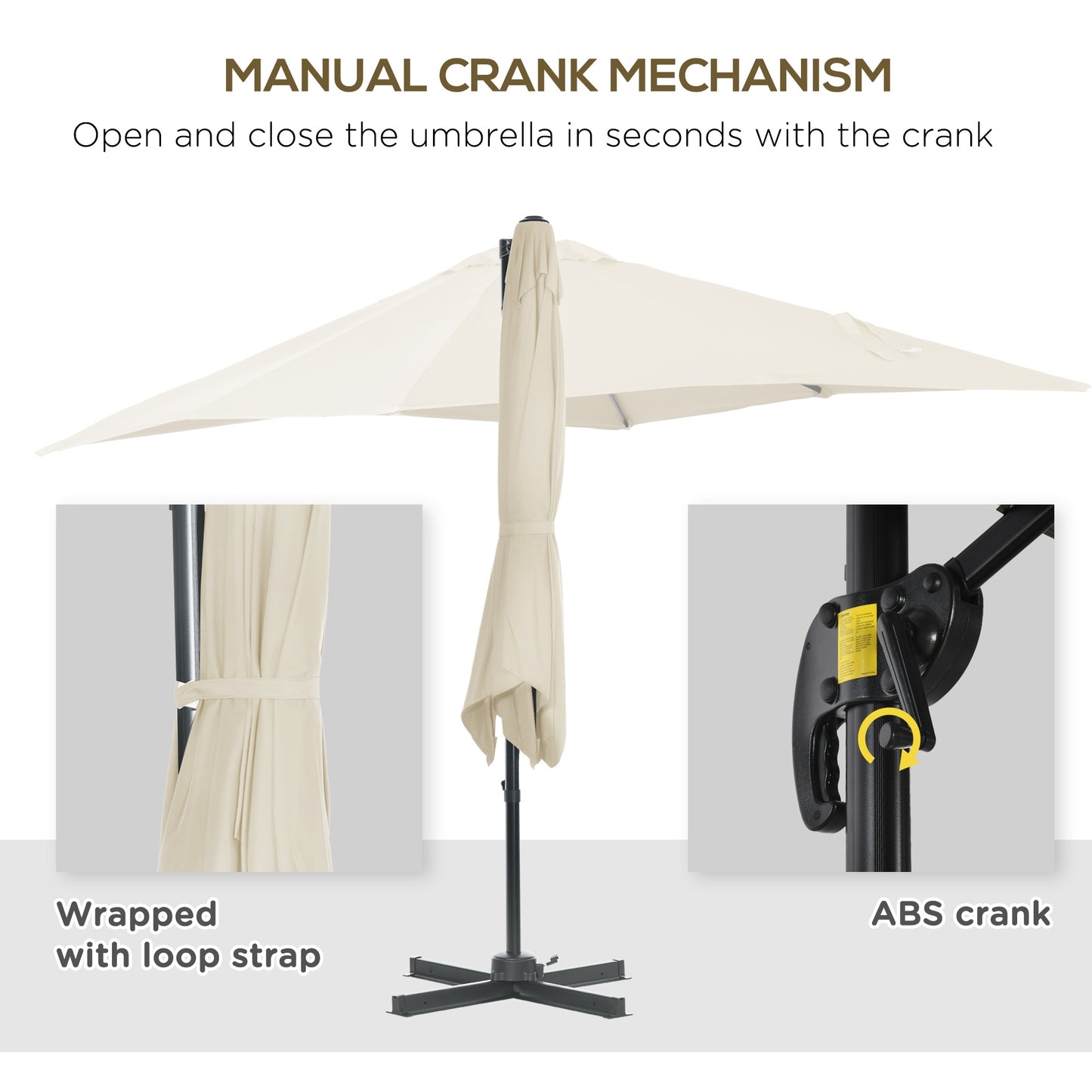 2.5 x 2.5m Patio Offset Parasol Umbrella Cantilever Hanging