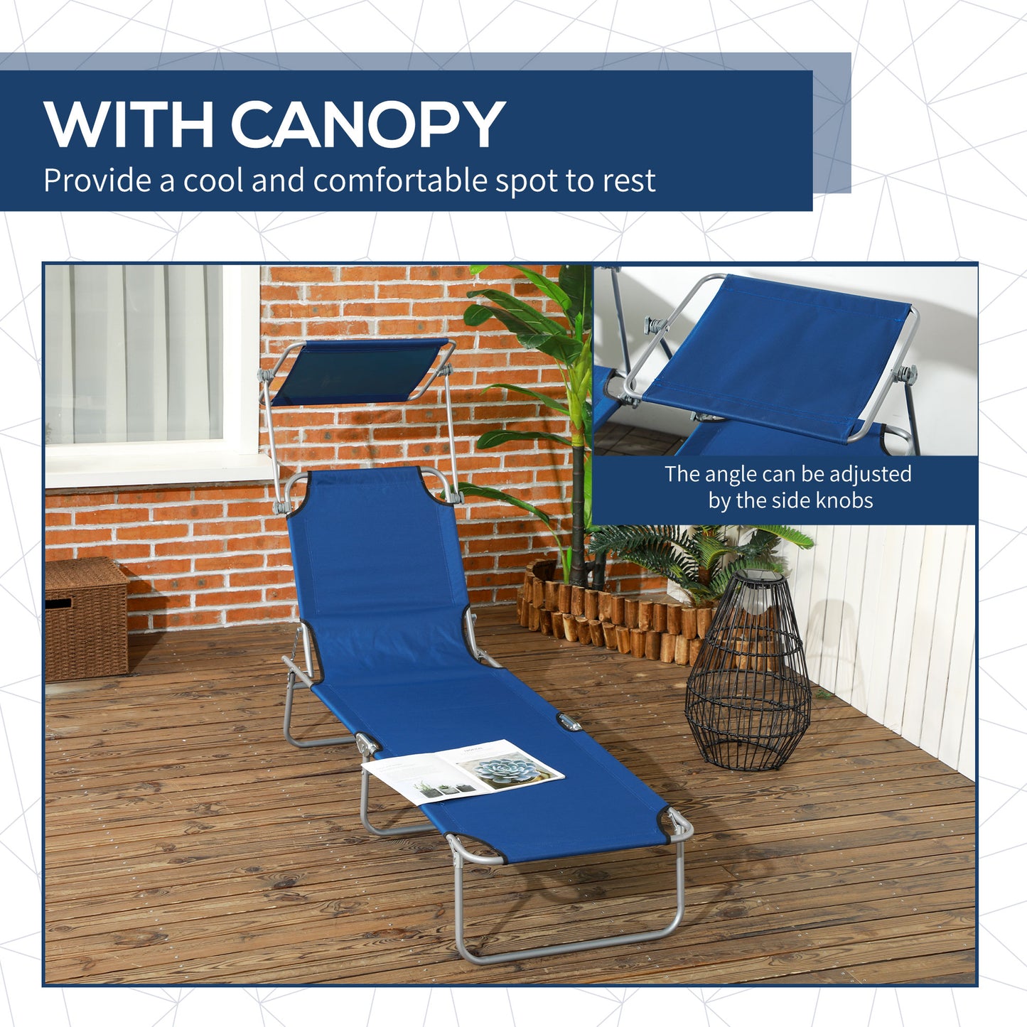 Folding Sun Lounger with Canopy