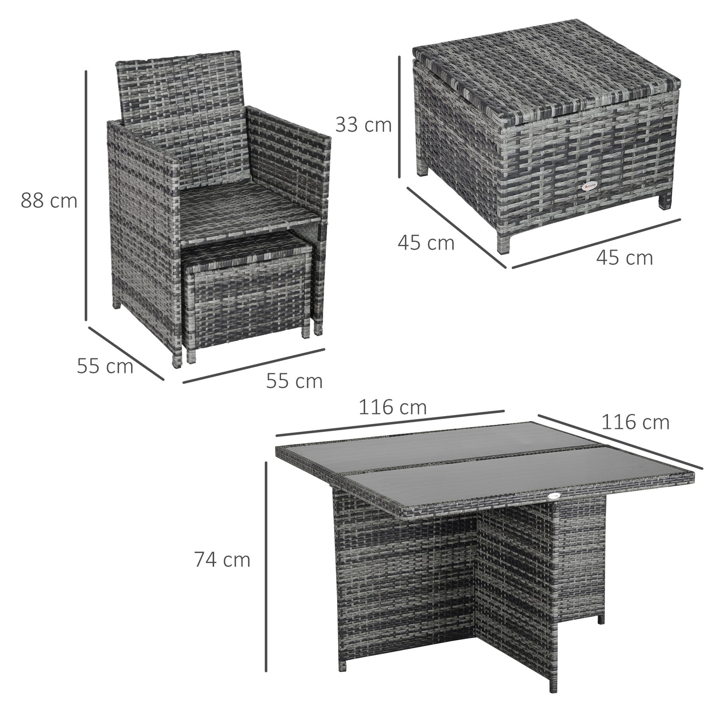 8-Seater Rattan Dining Set Garden Furniture Cushion Seat Woven Rattan