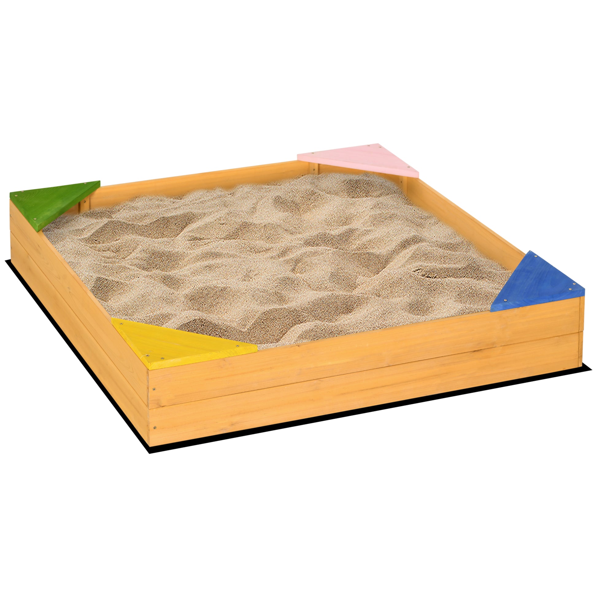 Kids Wooden Sand Pit, Children Sandbox, with Four Seats