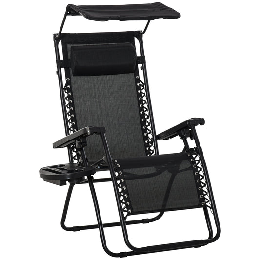 Folding Zero Gravity Sun Lounger, with Sun Canopy