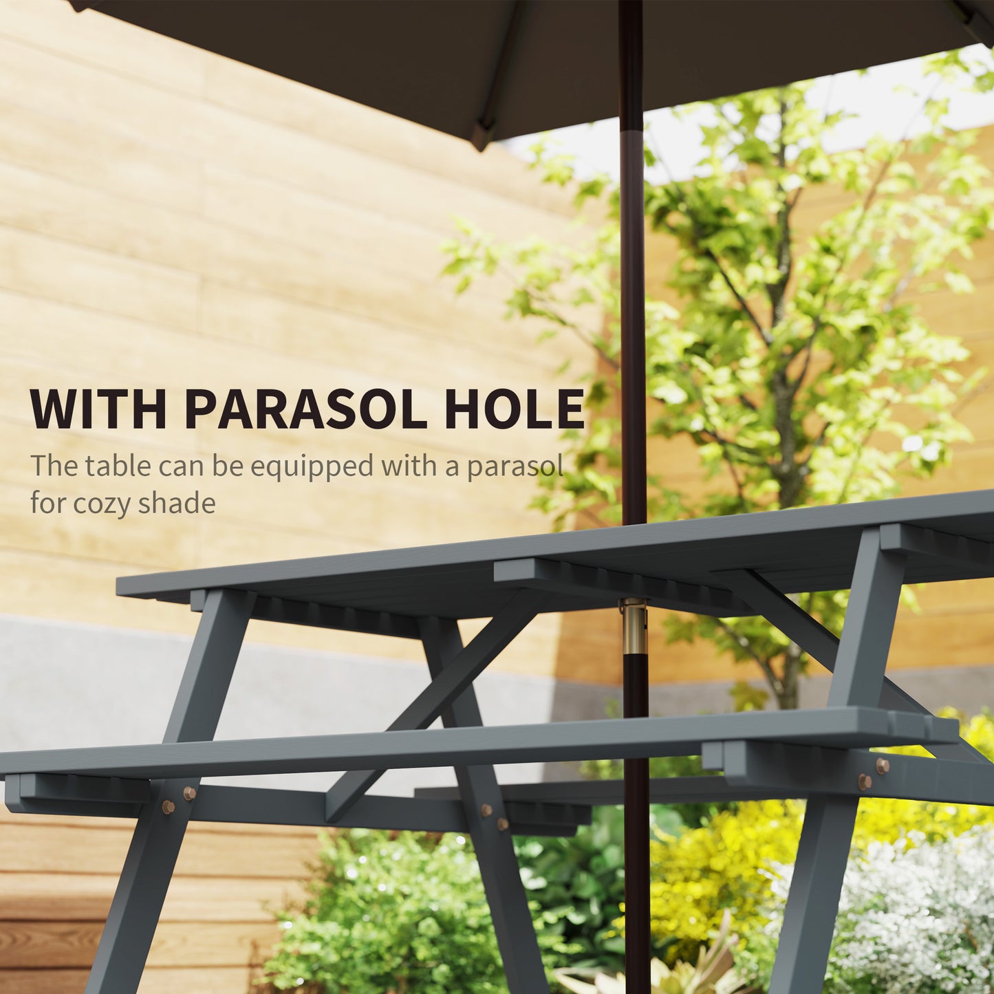 6 Seater Wooden Picnic Table Bench for Outdoor Garden or Patio