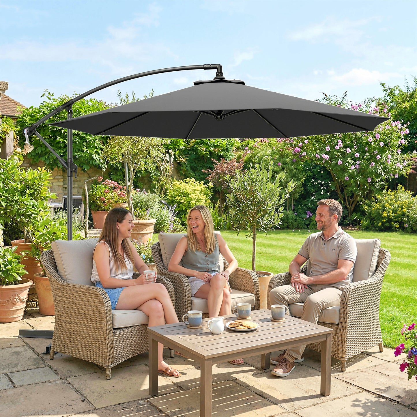 3m Overhanging Cantilever Parasol, with Cross Base (5)