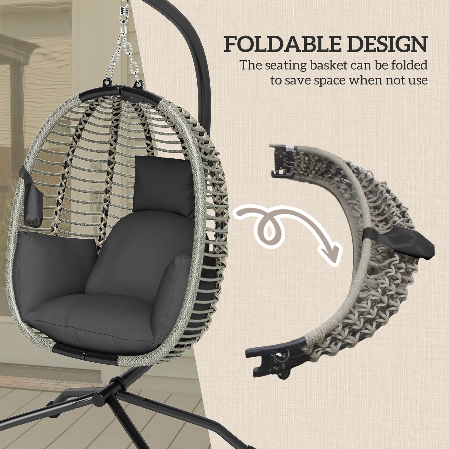 Outdoor Swing Chair with Thick Padded Cushion (1)