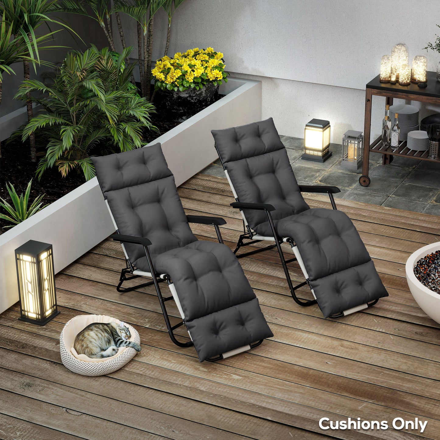 Set of Two 190 x 56cm Sun Lounger Cushions