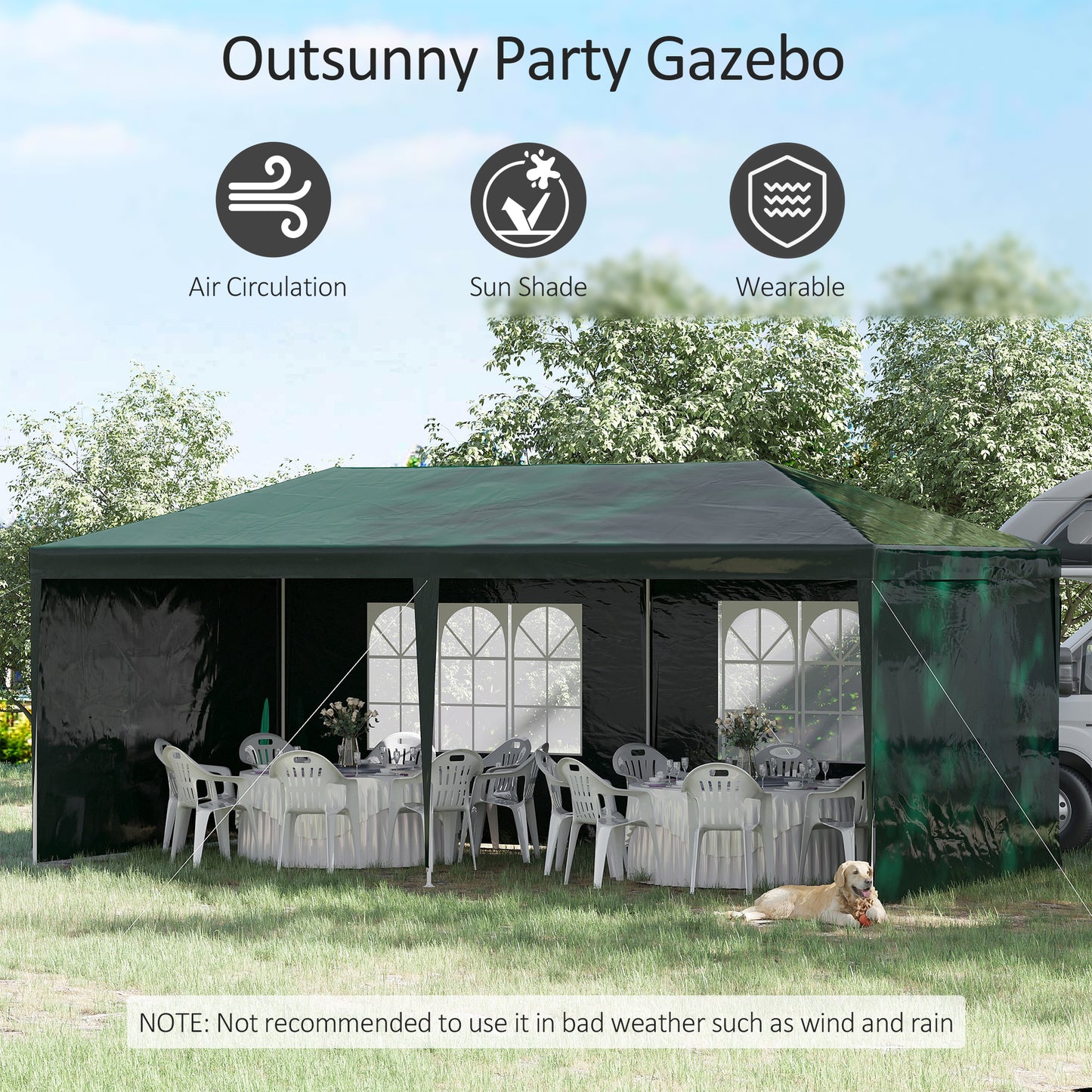 6x3 m Party Tent Gazebo Marquee Outdoor Patio Canopy Shelter