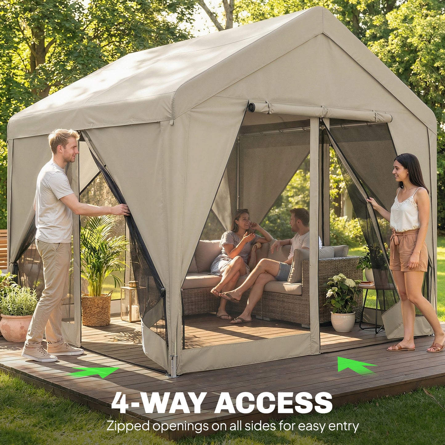 3 x 3 m Patio Gazebo with Netting & Curtains