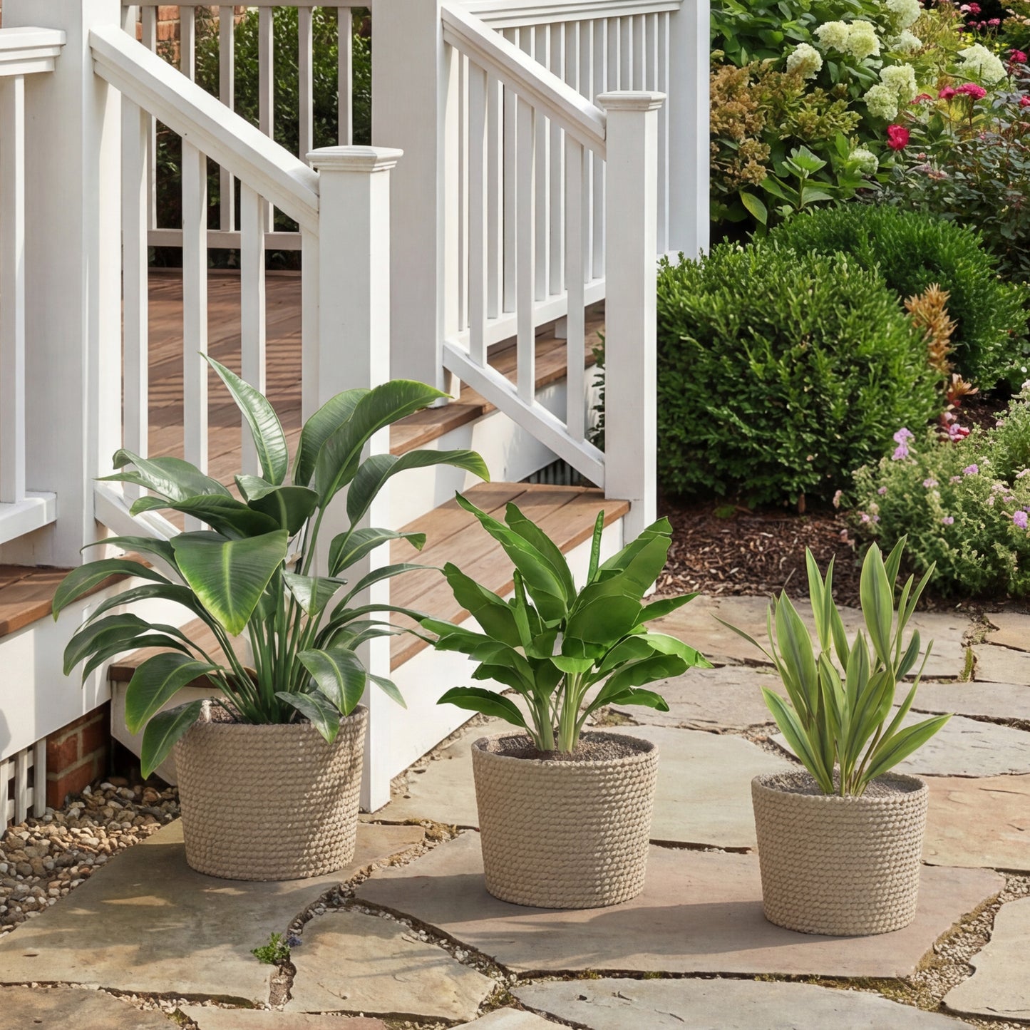 Seagrass Planters Set of 3 Plant Pots for Indoor Outdoor Patio Balcony
