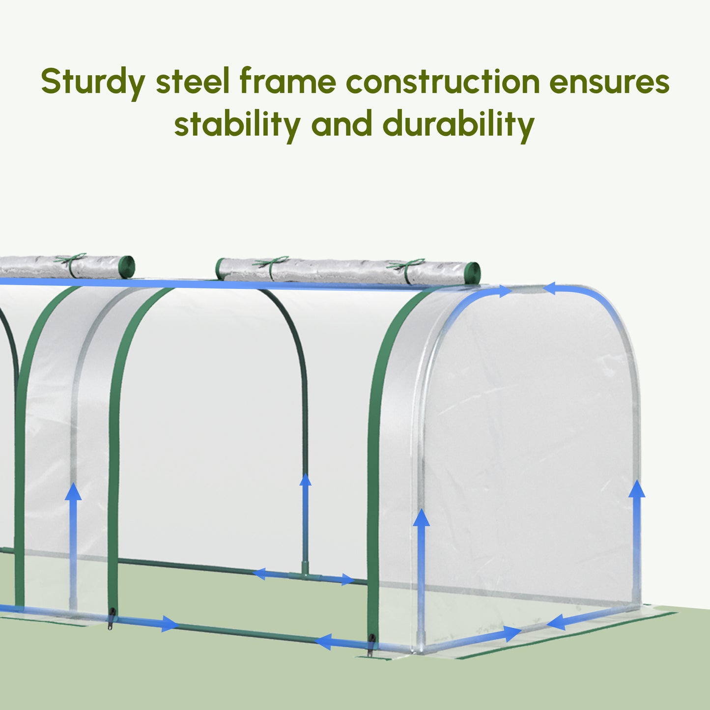 PVC Tunnel Greenhouse Green Grow House Steel Frame