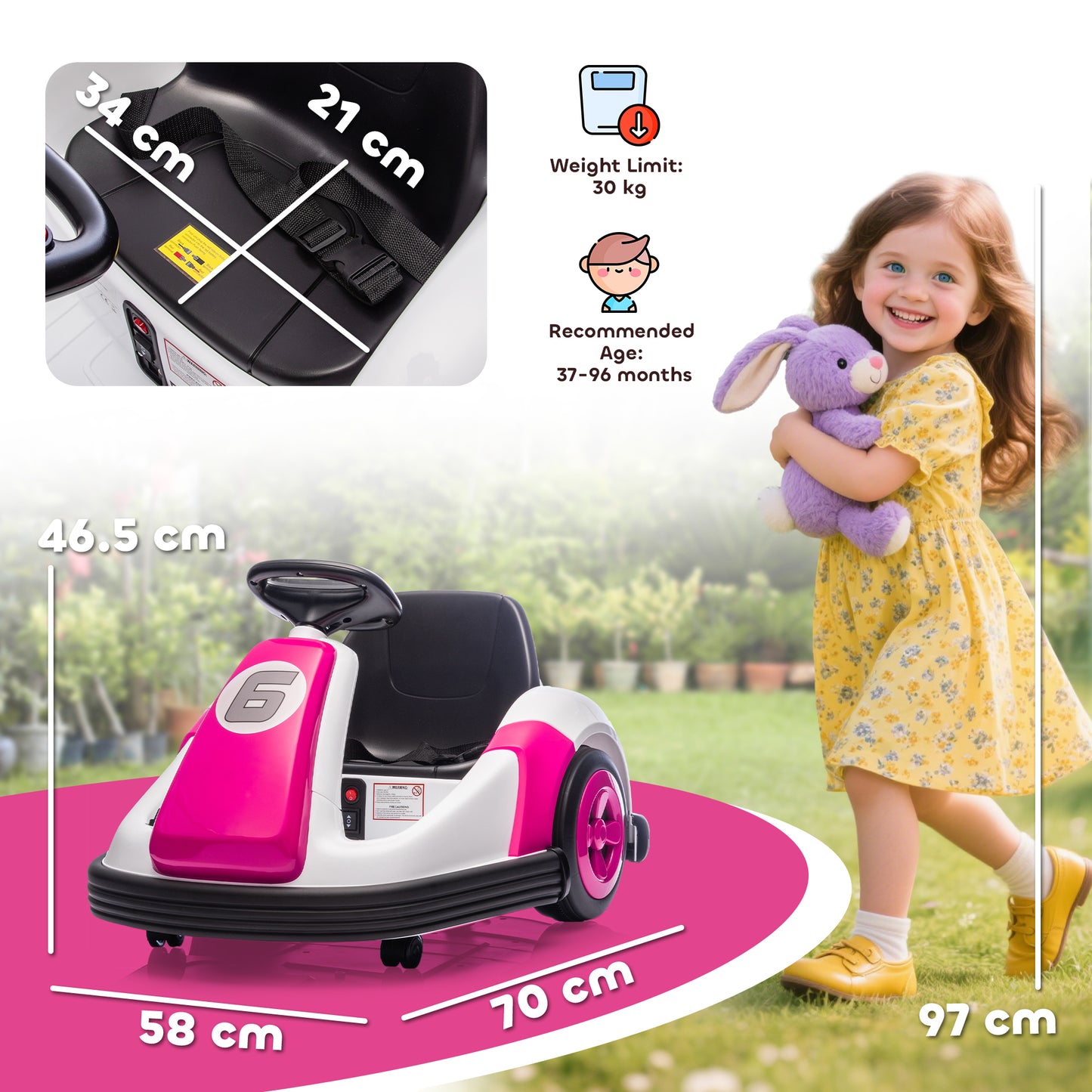 Kids Bumper Car with 360-Degree Rotation